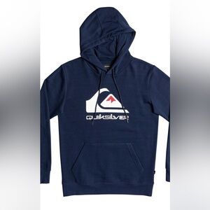 NEW-Quicksilver Men's Omni Logo Screen Fleece Hoodie Size L blue